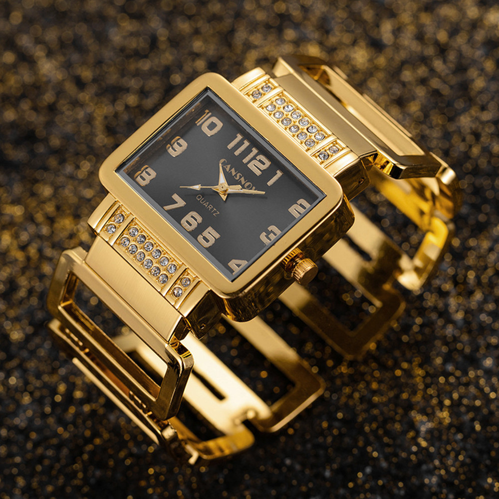 Luxury Watch Diamond - Reloj de pulsera Cansnow rectangular para