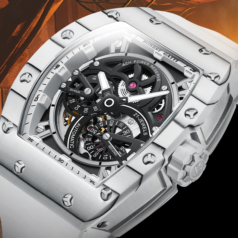 Luxury Watch Rubber Strap - Reloj Mecánico para Hombre BONEST GATTI,