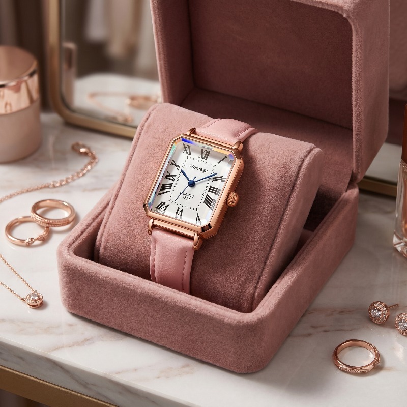Luxury Watch Leather Strap - Relojes de cuarzo rectangulares a la