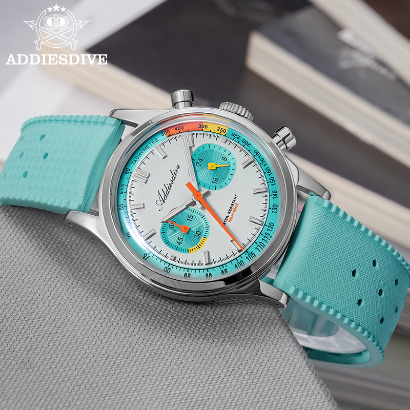 Luxury Watch With Rubber Strap - ADDIESDIVE, nuevo reloj cronógrafo multifunción con