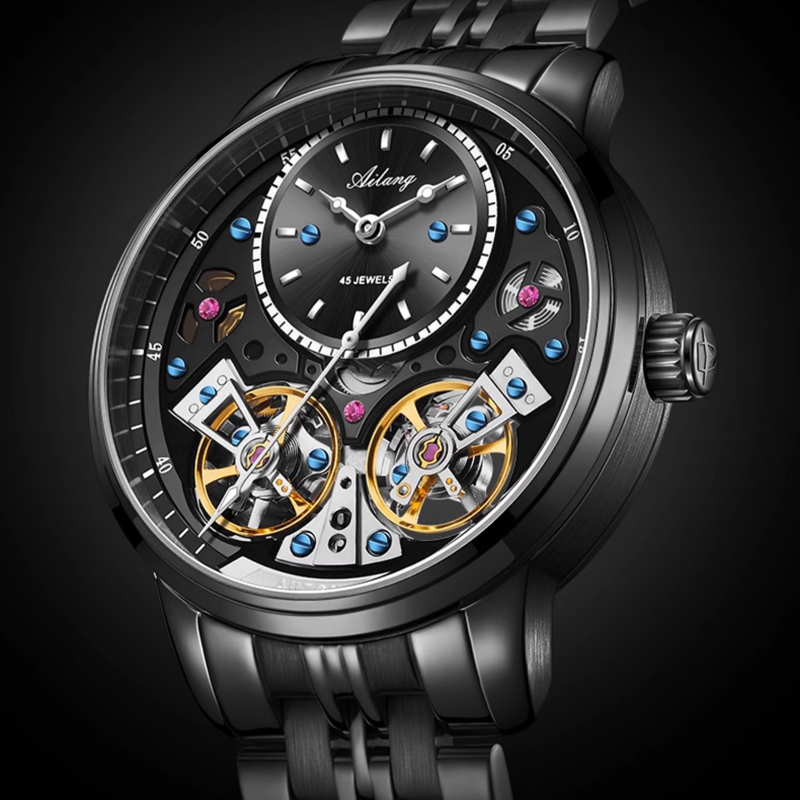 Luxury Watch With Rubber Strap - AILANG nuevo reloj Tourbillon doble de