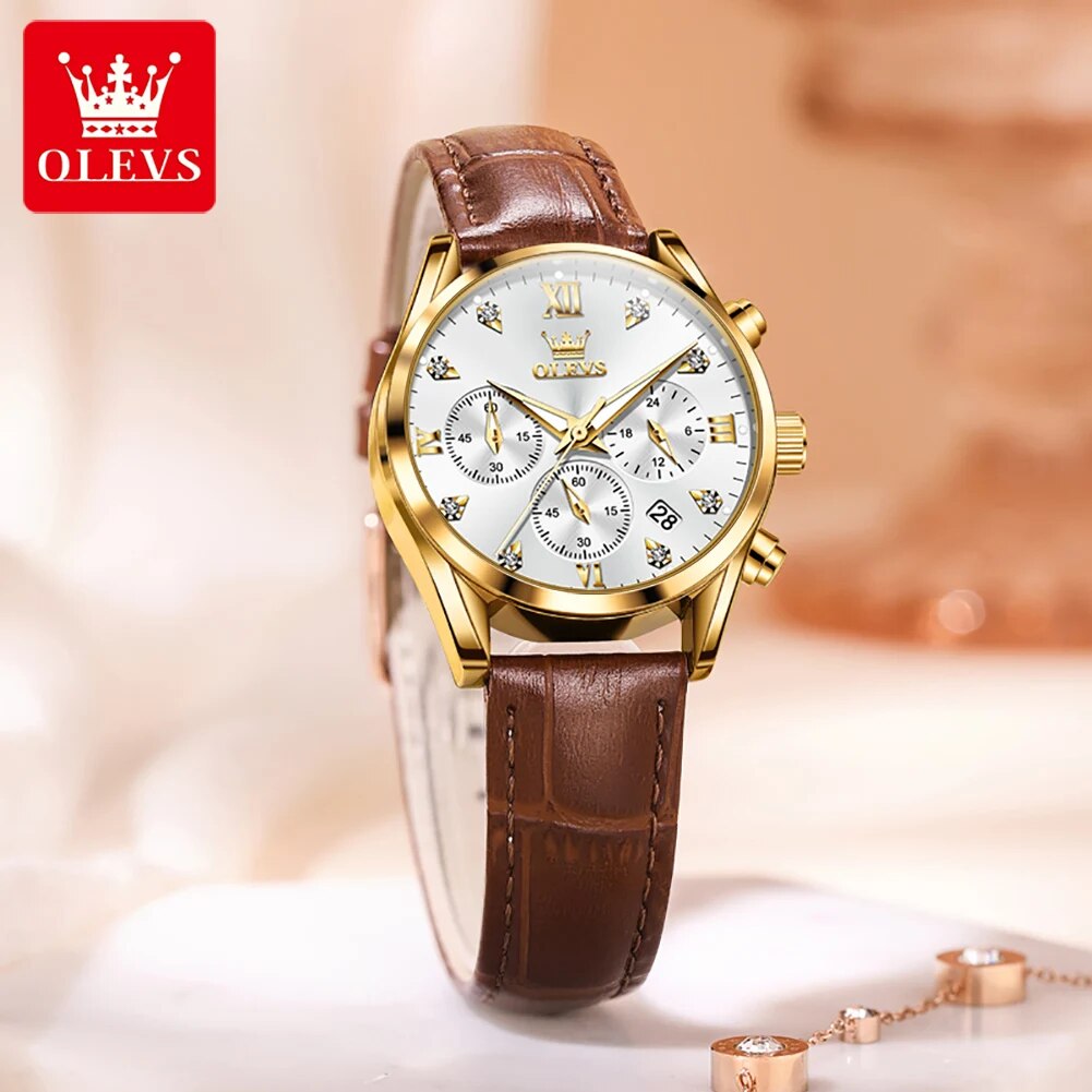 OLEVS 5523 Relojes para mujer  - Luxury Watch Leather Strap reseña y precio