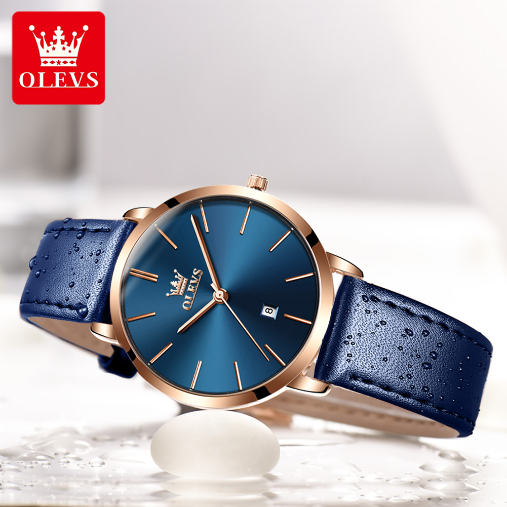 OLEVS, relojes ultrafinos a la - Luxury Watch Leather Strap reseña y precio