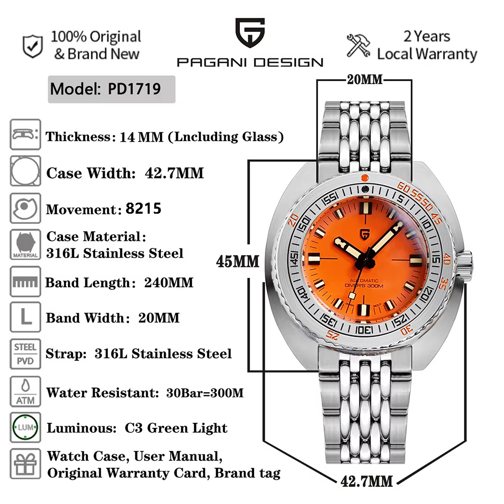 Reloj Mecánico para Hombre Pag - Diver Watch 300M reseña y precio