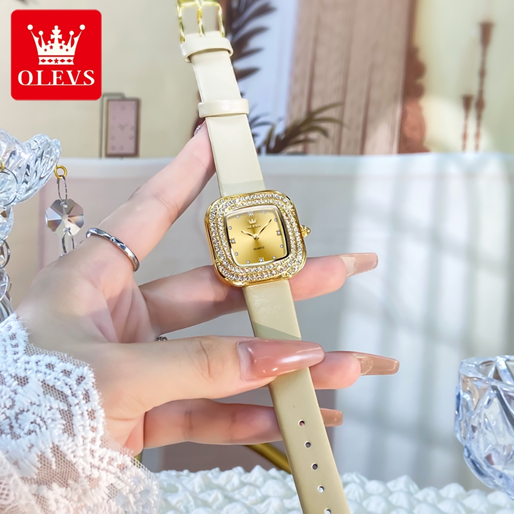 OLEVS-Reloj de cuarzo cuadrado - Luxury Watch Leather Strap reseña y precio