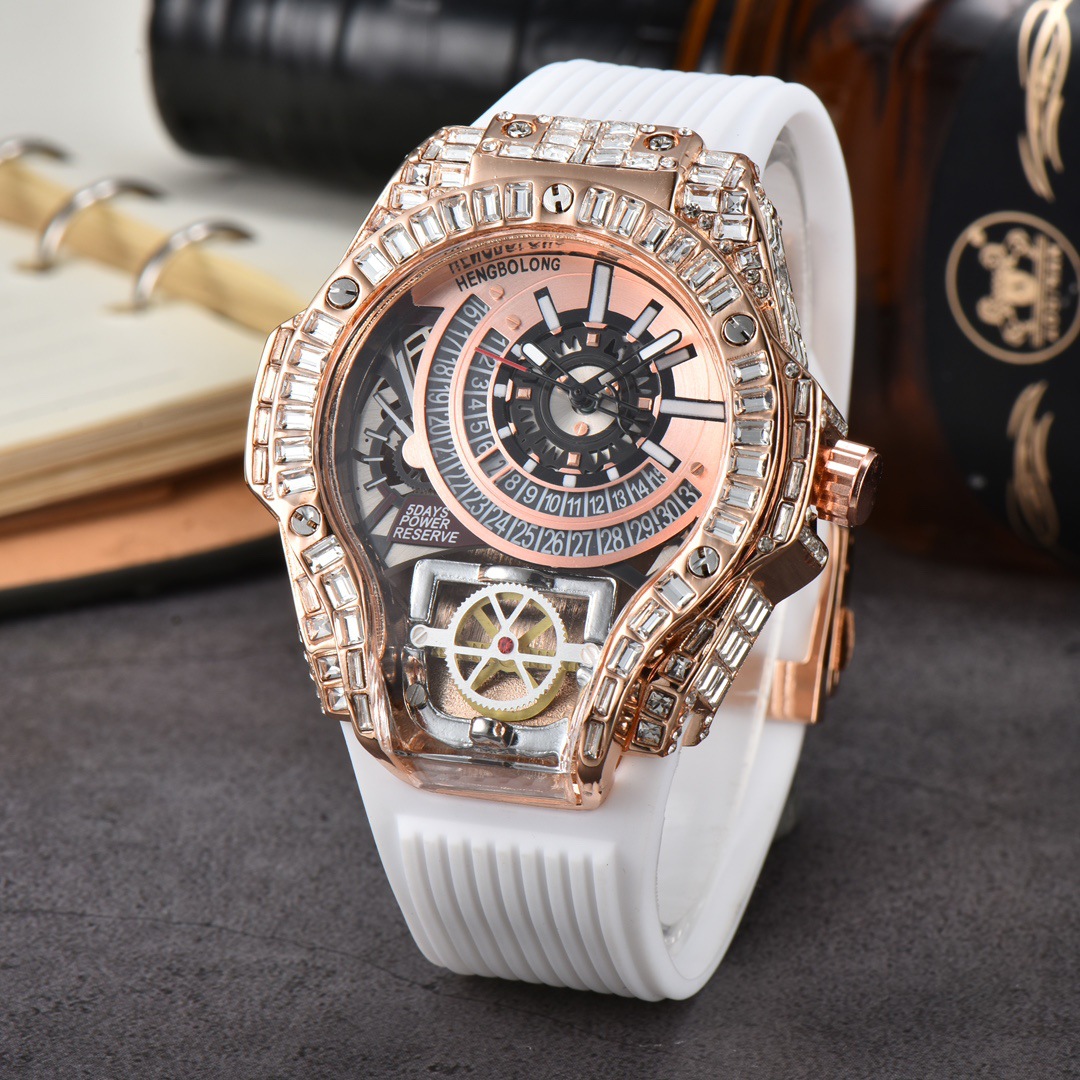 Caja completa de diamantes, re - Luxury Watch With Rubber Strap reseña y precio