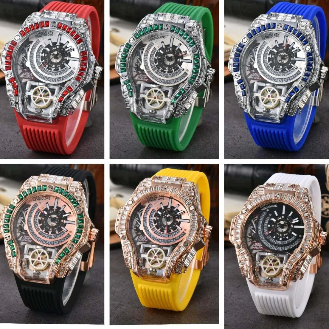 Caja completa de diamantes, re - Luxury Watch With Rubber Strap reseña y precio