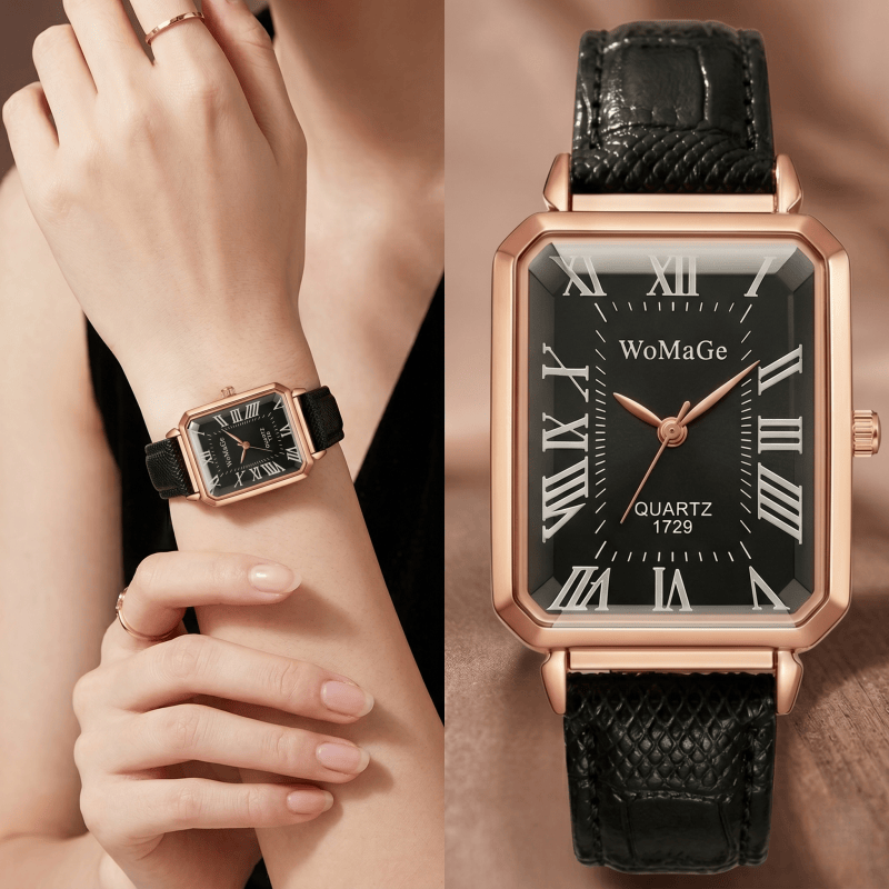 Relojes de cuarzo rectangulare - Luxury Watch Leather Strap reseña y precio